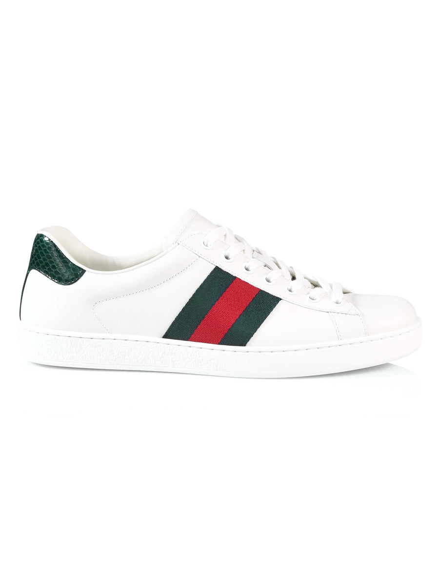 Gucci Ace White Web Crocodile Sneakers