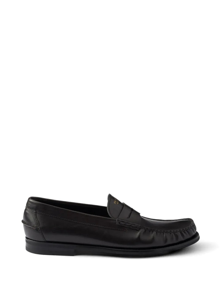 Prada antiqued leather loafers