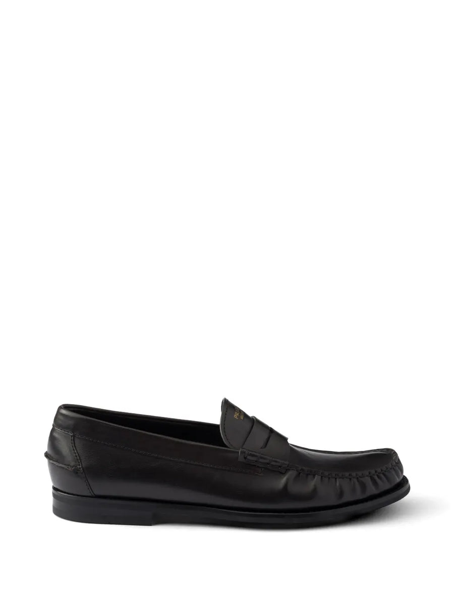 Prada antiqued leather loafers
