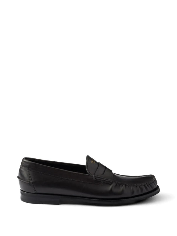 Prada antiqued leather loafers