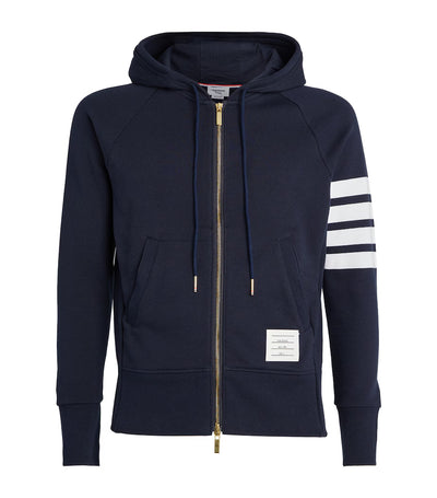 Thom Browne Classic 4-Bar Zip Cotton Navy blue Hoodie