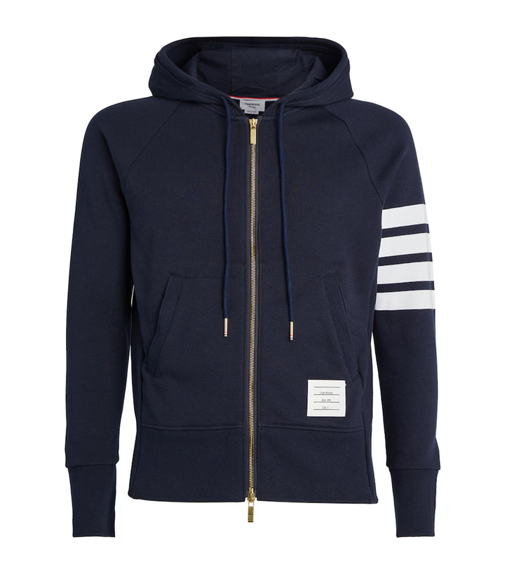 Thom Browne Classic 4-Bar Zip Cotton Navy blue Hoodie