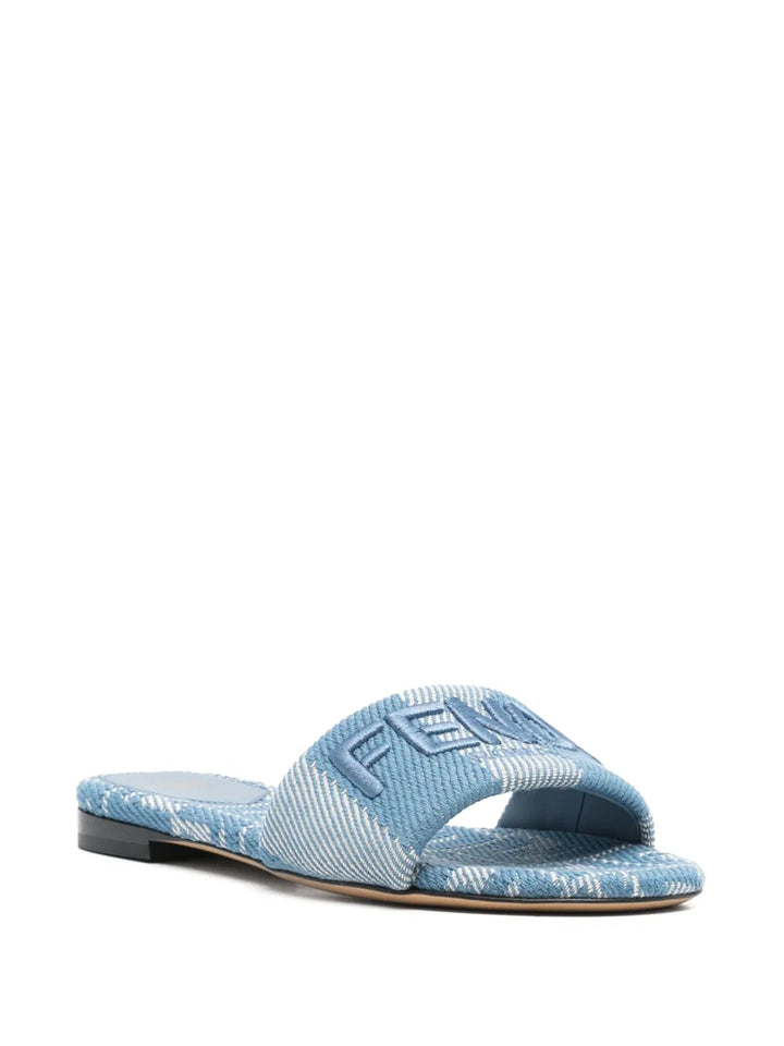 FENDI logo-embroidered slides