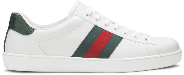 Gucci Ace White Web Crocodile Sneakers