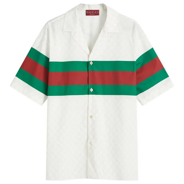 Gucci GG cotton shirt with Web White Green Red