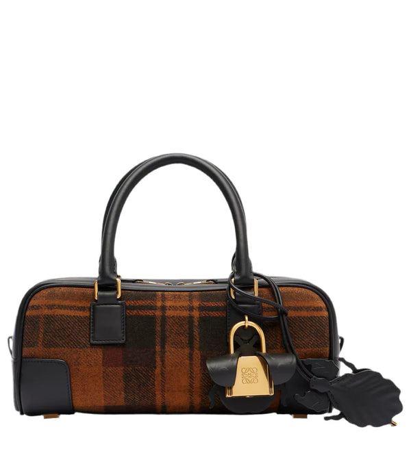 Loewe Amazona 23 tartan suede top handle bag