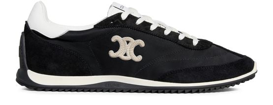 Celine Racer Low-Top Sneaker in Triomphe Nylon and Suede Calfskin