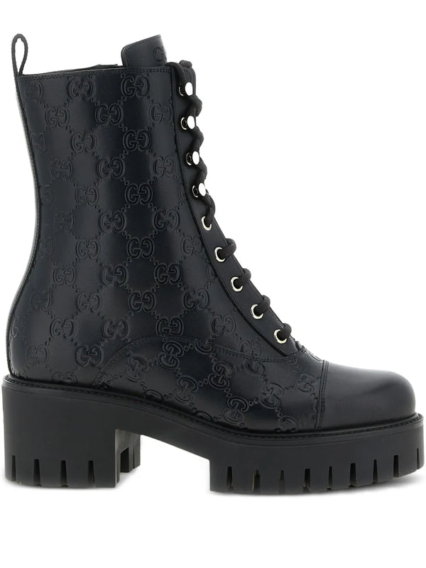 Gucci 60mm GG leather lace-up boots
