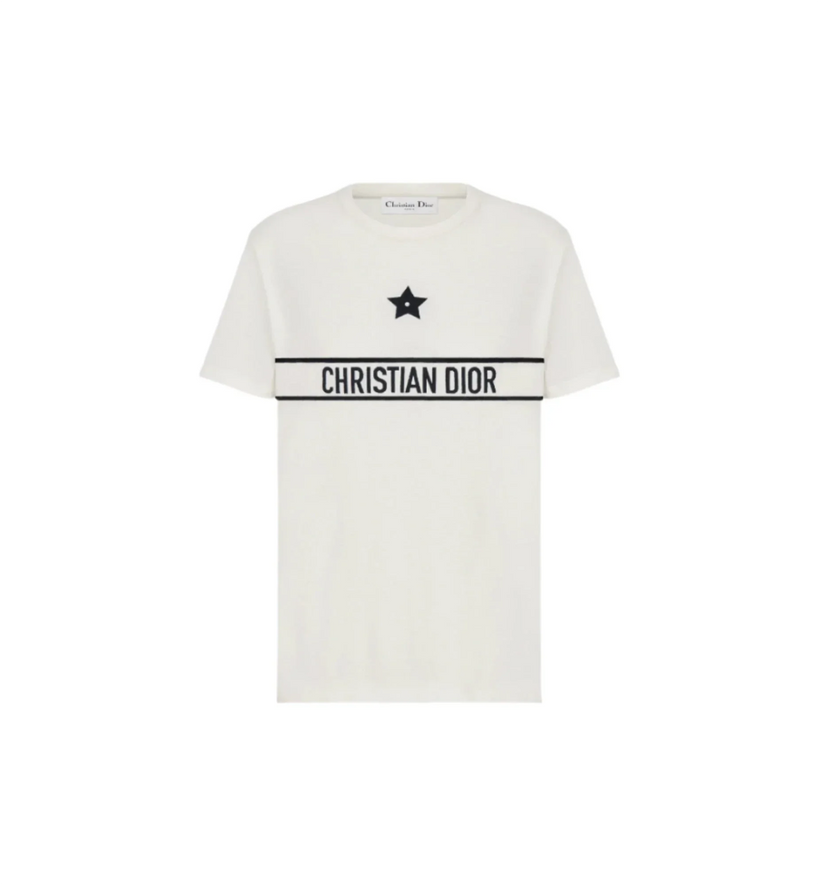 Christian Dior White Cotton Jersey with Signature T-shirt