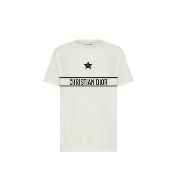 Christian Dior White Cotton Jersey with Signature T-shirt