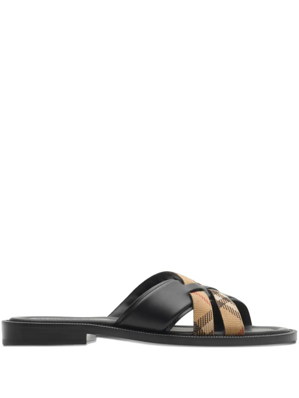 Burberry Drift crossover check leather sandals