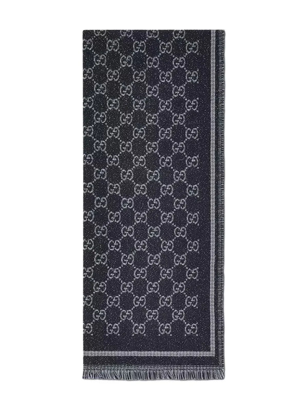 Gucci lamé GG print fringe scarf