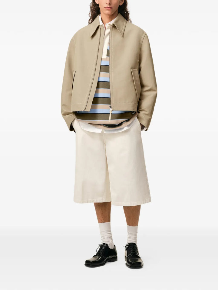 AMI Paris zipped heart-embroidery cotton jacket