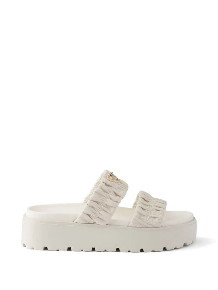 Prada Matelassé nappa leather flatform slides