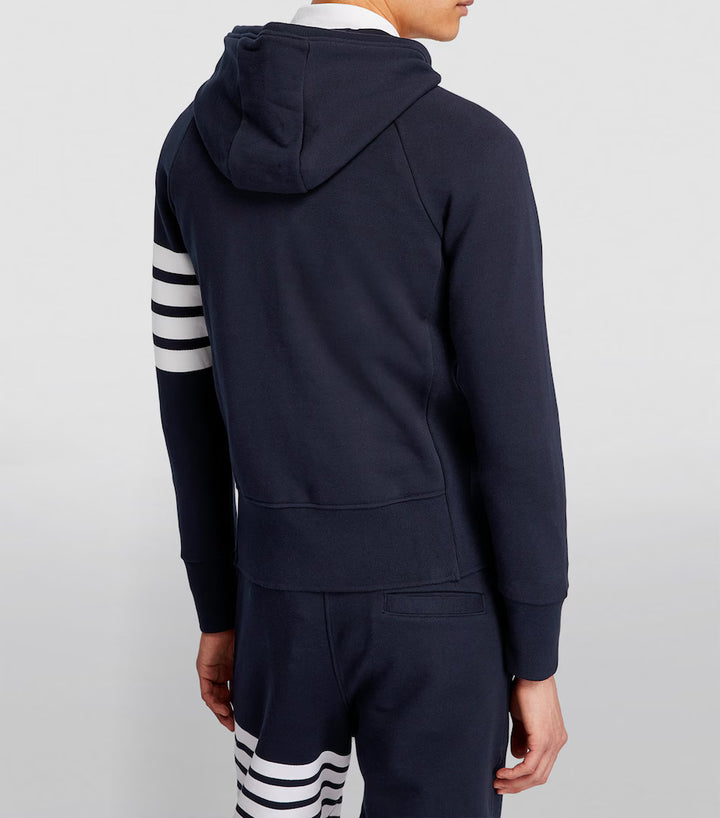Thom Browne Classic 4-Bar Zip Cotton Navy blue Hoodie