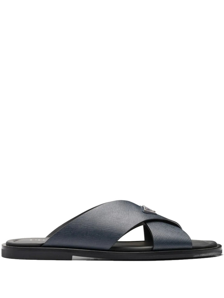 Prada Saffiano-leather triangle-logo sandals