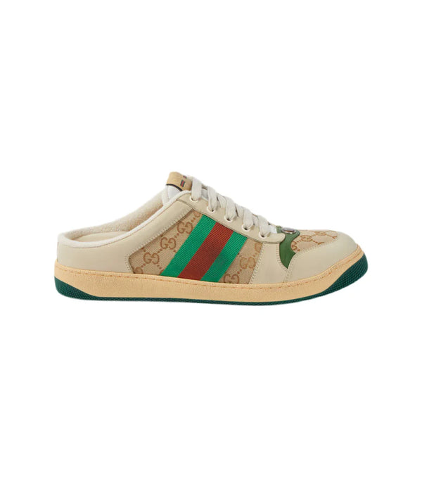 Gucci Screener GG Canvas leather-trimmed mules