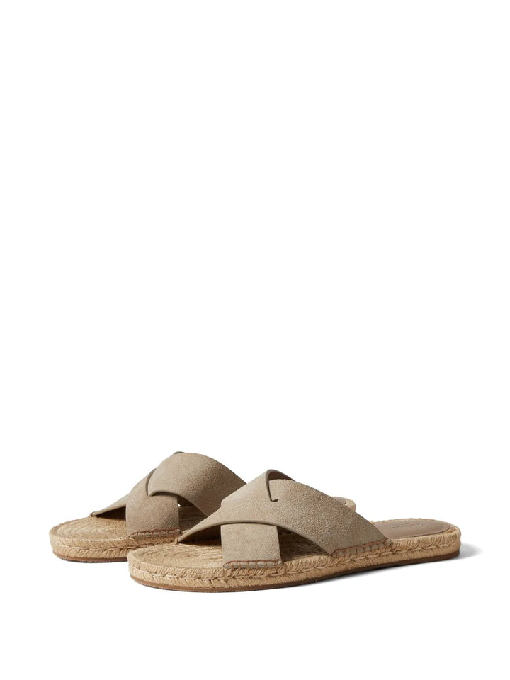 Zegna light taupe crossover strap sandals