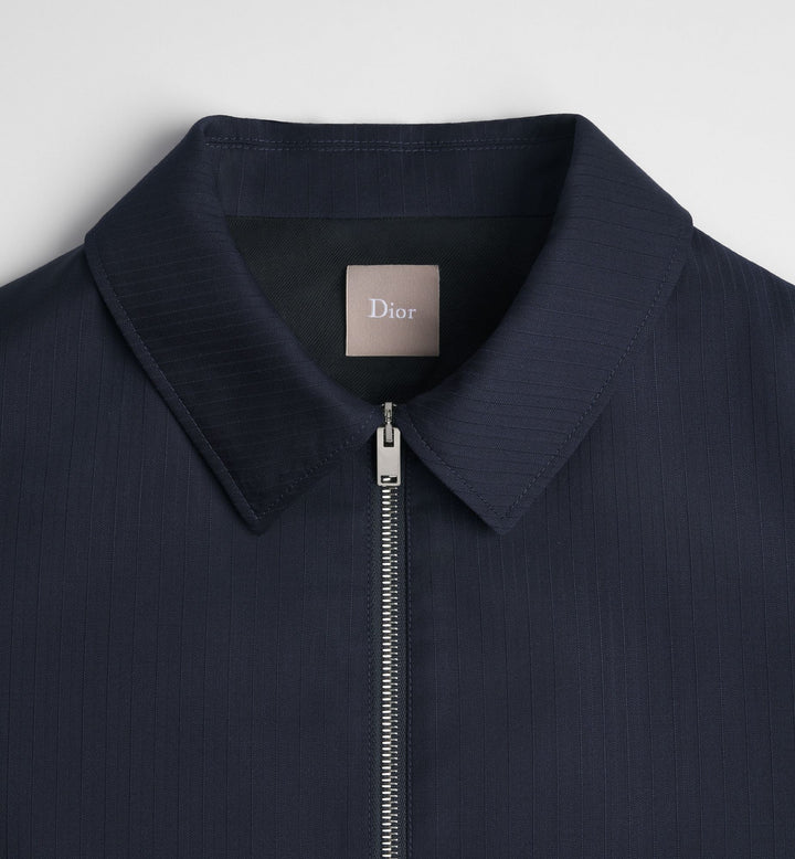 Dior Zipped Jacket — Blue Striped Virgin Wool Twill