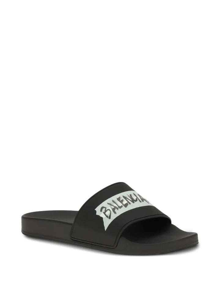 Balenciaga logo pool slide
