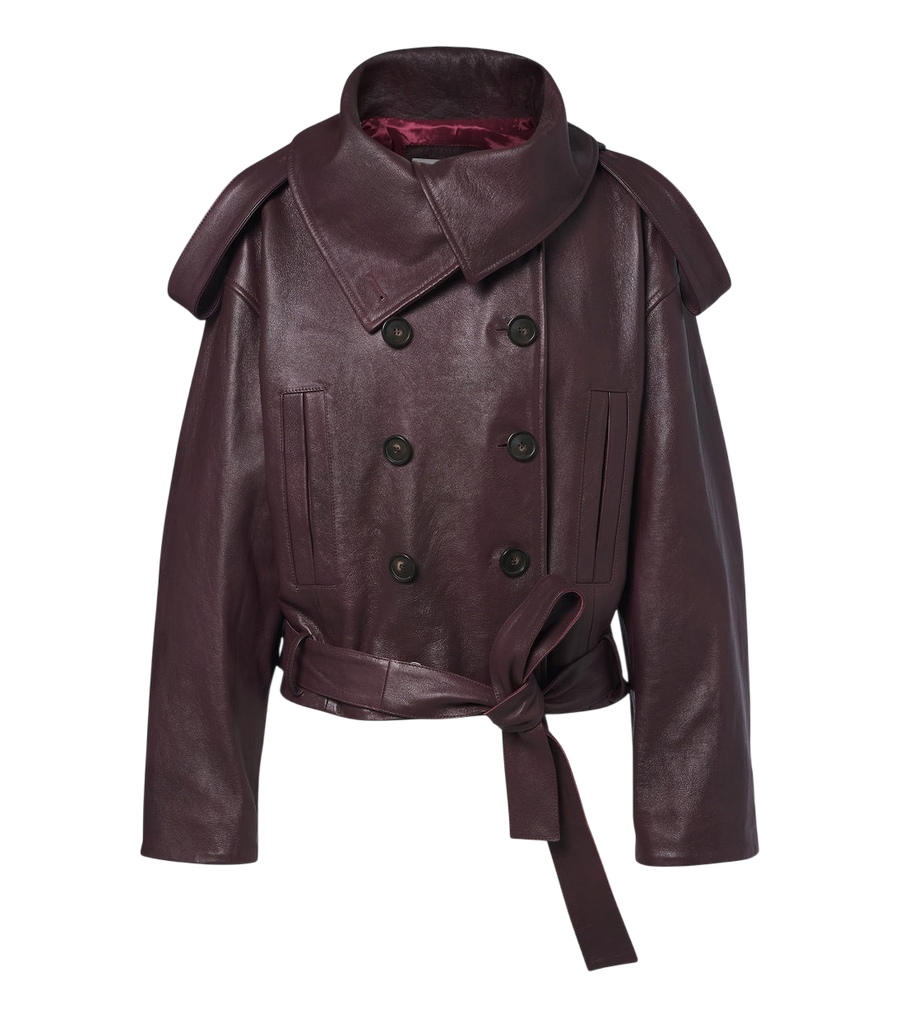 7 For All Mankind Cropped double-breasted leather jacket