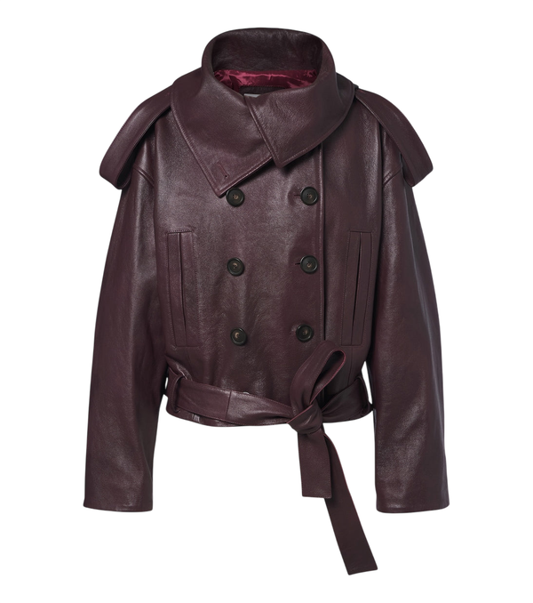 7 For All Mankind Cropped double-breasted leather jacket