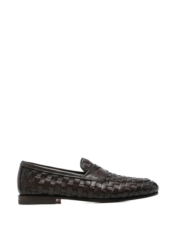 Santoni Carlos Woven Leather Loafers