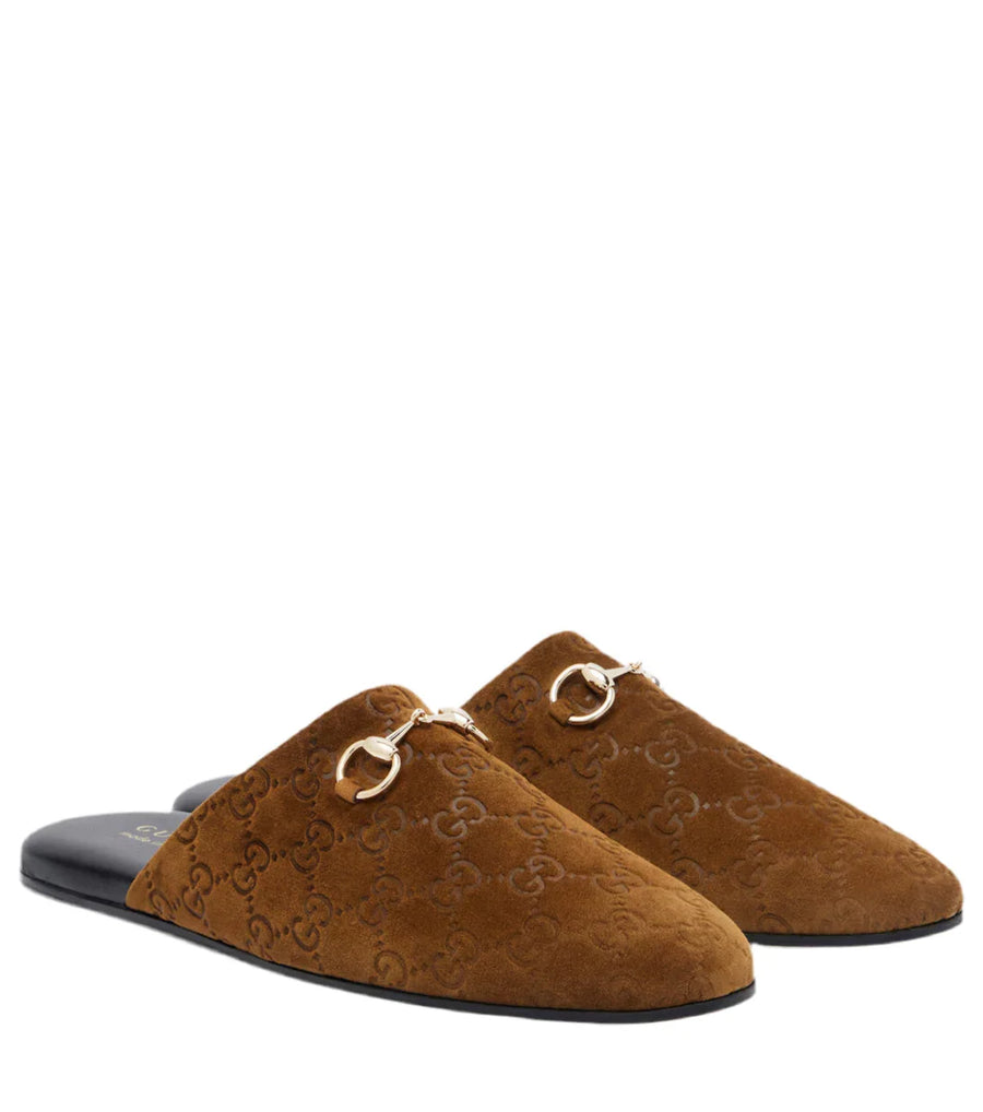 Gucci Annette Horsebit suede slippers