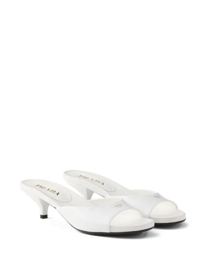 Prada Leather Kitten-Heel Sandals