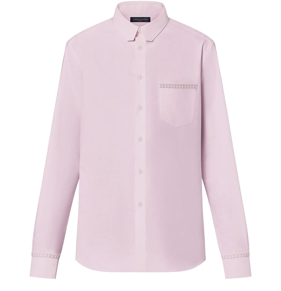 Louis Vuitton Pink Embroidered Long-Sleeved Cotton Shirt