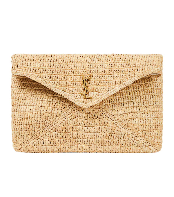 Saint Laurent Cassandre Large raffia pouch