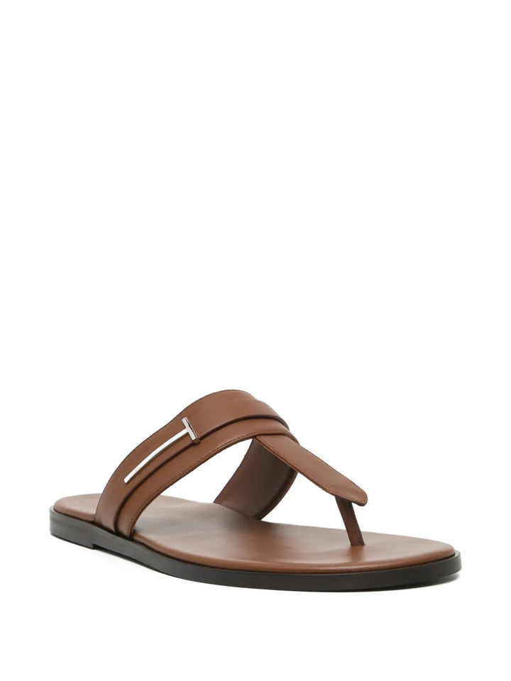 TOM FORD logo leather flip-flops