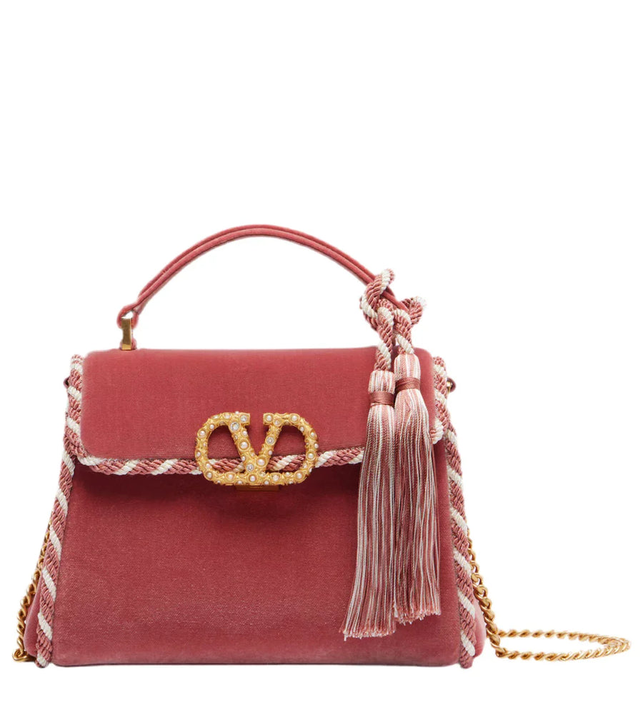 Valentino Garavani VSling Mini embellished velvet tote bag