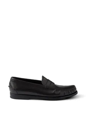 Prada antiqued leather loafers