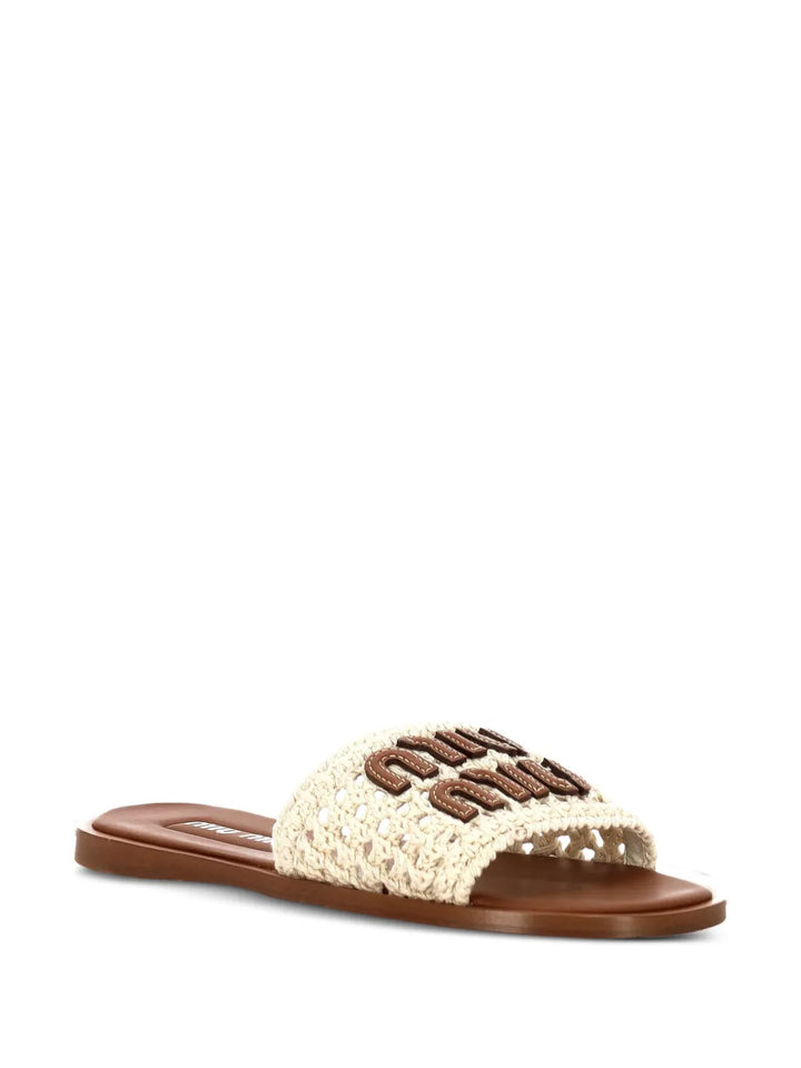 Miu Miu crochet logo slides