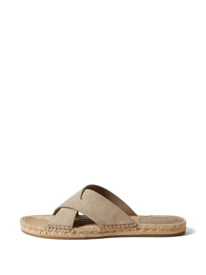 Zegna light taupe crossover strap sandals