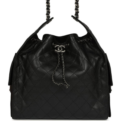 Chanel Medium 25 Hobo Bag Black Caviar Aged Ruthenium Hardware