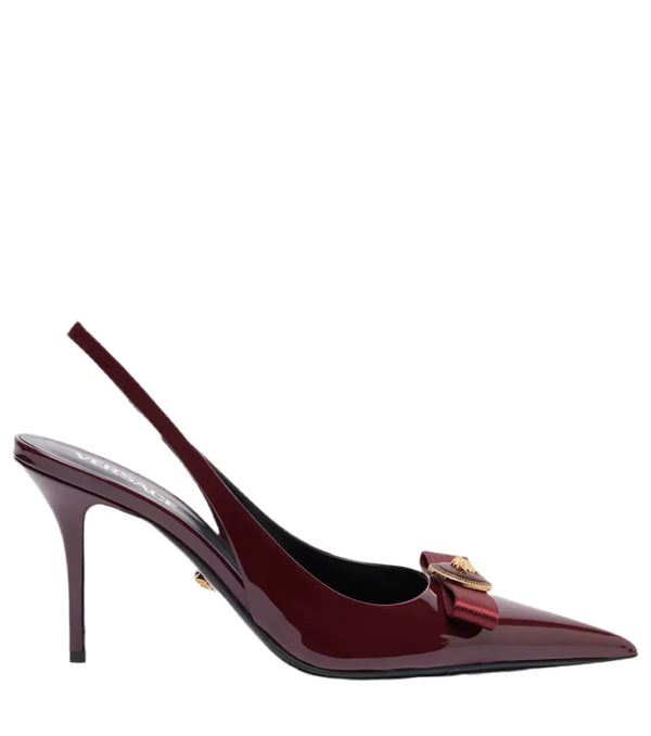 Versace Gianni Ribbon 85 patent leather slingback pumps