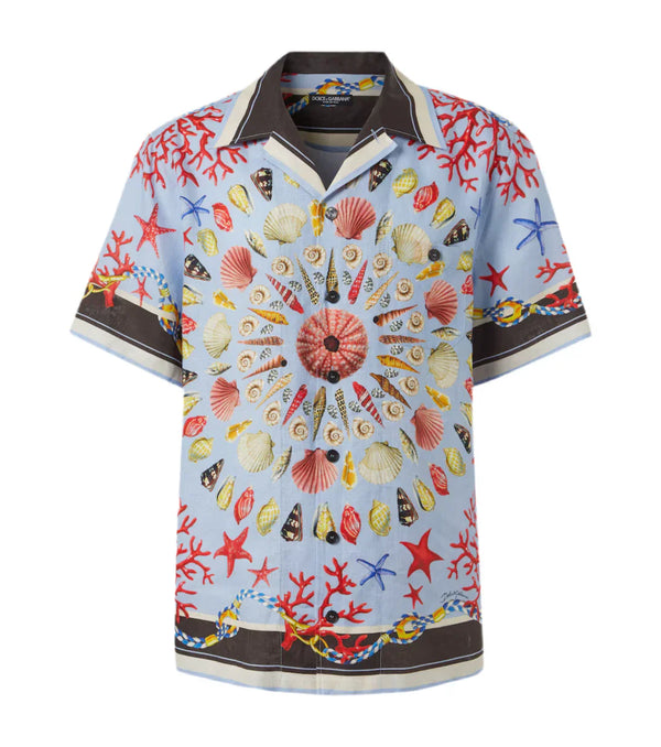 Dolce&Gabbana Printed linen canvas bowling shirt