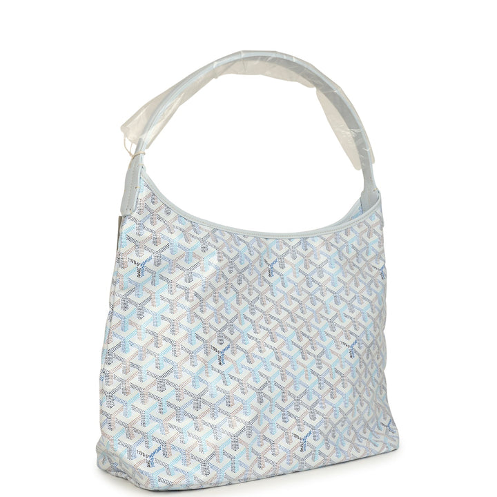 Goyard Goyardine Canvas Polar Blue Boheme Hobo Palladium Hardware