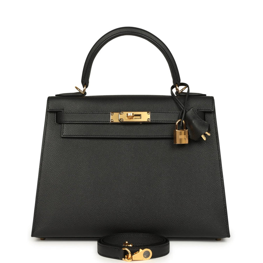 Hermès Kelly Sellier 28 Black Epsom Gold Hardware