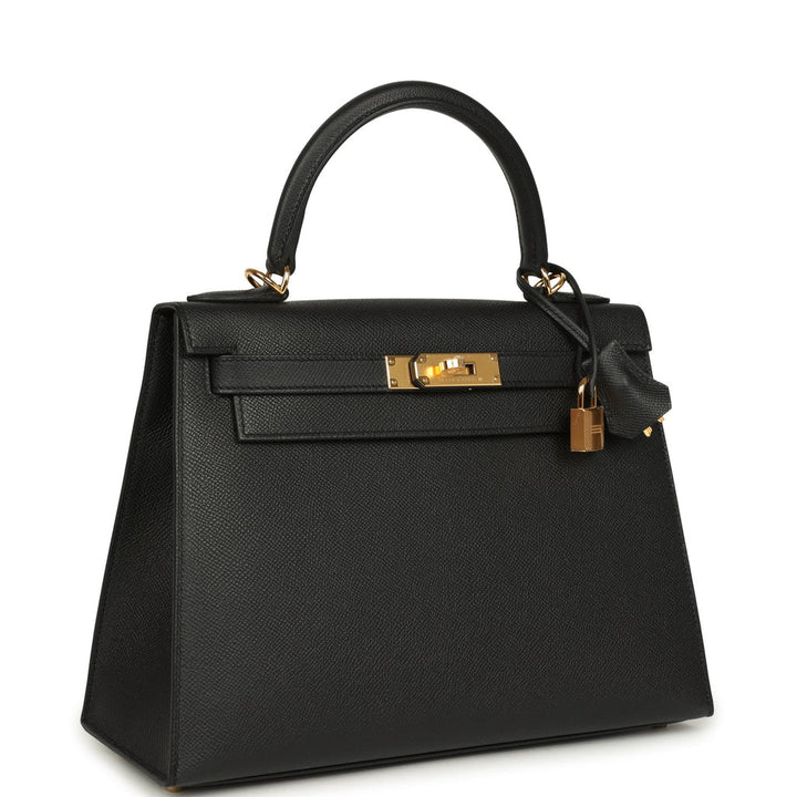 Hermès Kelly Sellier 28 Black Epsom Gold Hardware