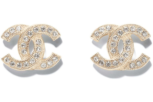 Chanel Crystal Mini CC Earrings in Gold