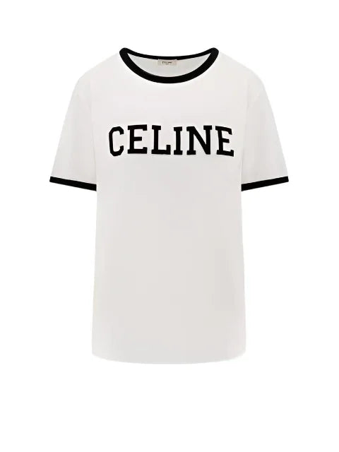 CELINE Celine loose t-shirt in cotton jersey white black