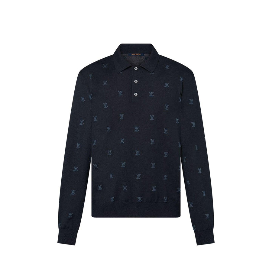 Louis Vuitton Wool, Silk And Cashmere-Blend Long Sleeve LV Blason Polo