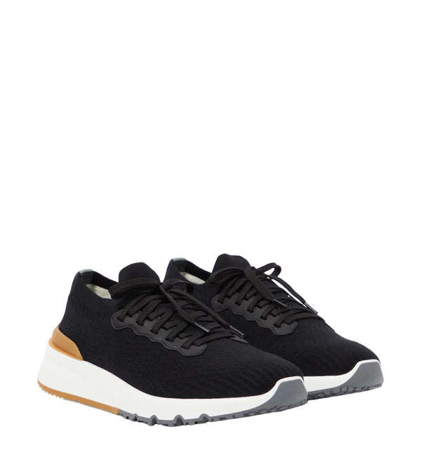 Brunello Cucinelli Leather-trimmed knit sneakers