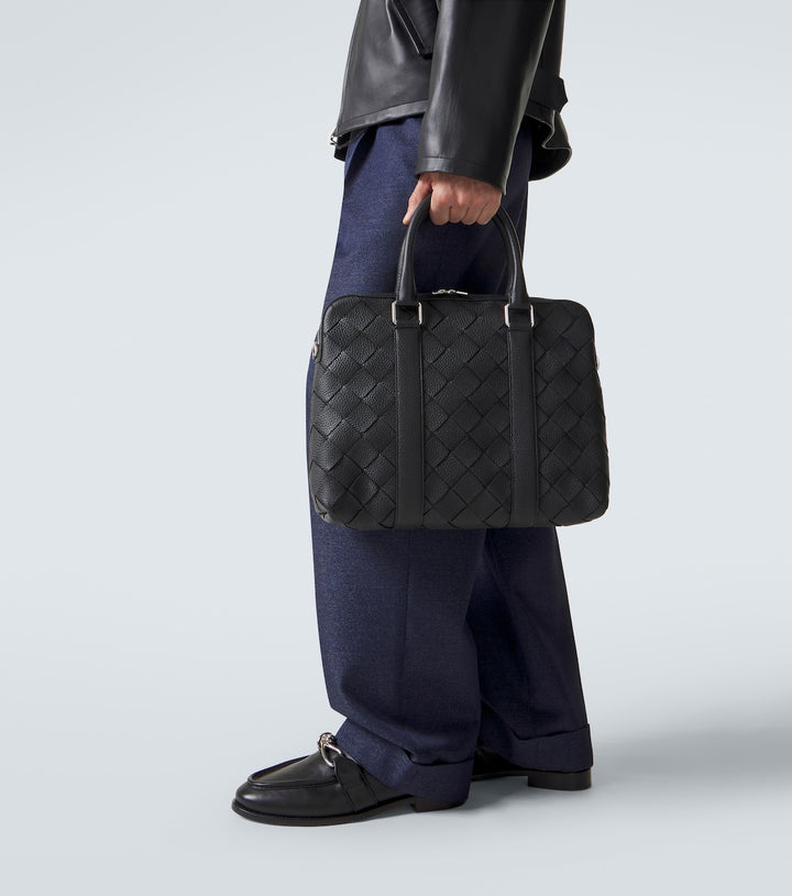 Bottega Veneta Slim Intrecciato leather briefcase