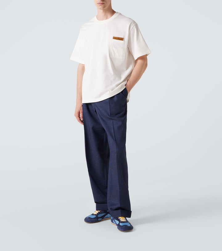 Bottega Veneta Suede-trimmed cotton jersey T-shirt