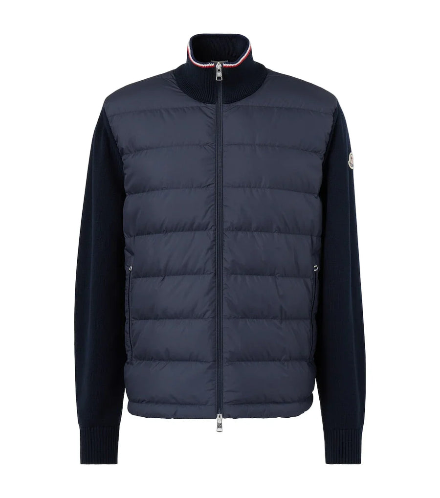 Moncler Down-paneled cotton cardigan
