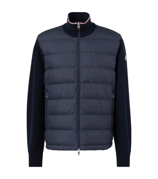 Moncler Down-paneled cotton cardigan
